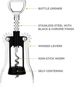 img 3 attached to 🍾 Безусилийное открывание с помощью автоматического штопора True Soar черного и серебряного цвета с крыльями: самоцентрирующийся кольцевой открывашка бутылок