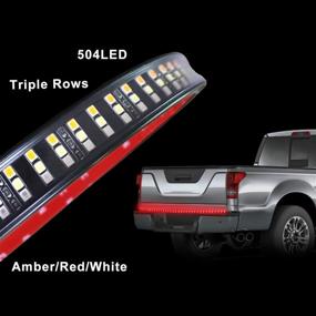 img 3 attached to 🚦 Ultimate Triple Row 504LED Tailgate Light Bar: Waterproof, Amber/Red/White, Running/Reverse/Braking/Turn Signal for Pickup SUV RV Trailer Dodge Toyota Ram Chevy - CLAUTOP 60Inch