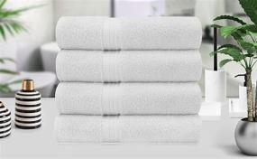 img 1 attached to Ultra Soft 4 Pack Oversized Bath Towels 30x54 - 100% Pure Ringspun Cotton - Luxurious Rayon Trim - Ideal for Everyday Use - Easy Care Machine Wash