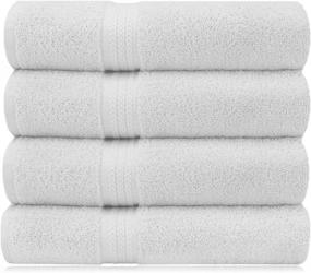 img 4 attached to Ultra Soft 4 Pack Oversized Bath Towels 30x54 - 100% Pure Ringspun Cotton - Luxurious Rayon Trim - Ideal for Everyday Use - Easy Care Machine Wash