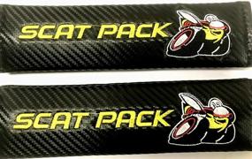 img 2 attached to 🚗 Enhance Car Safety & Style with Auggies Scat Pack Bee Carbon Fiber Embroidery Seat Belt Covers & Shoulder Pads