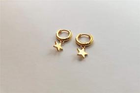 img 1 attached to Sterling Silver Huggie Hoop Earrings with Spike Star Ear Cuff - Delicate & Minimalist Earrings