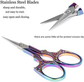 img 2 attached to 🌈 Bihrtc 4.5 Inch Scissors: Sharp Small Scissors for Embroidery, Sewing, Craft, Art Work - Stainless Steel European Vintage Floral Scissor Shears - Rainbow Scissors