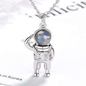 img 2 attached to 🌙 Jude Jewelers Astronauts Spaceman Universe Earth Moonstone Pendant Necklace for All Ages and Genders