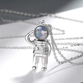 img 1 attached to 🌙 Jude Jewelers Astronauts Spaceman Universe Earth Moonstone Pendant Necklace for All Ages and Genders