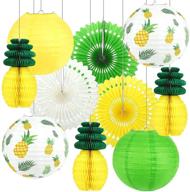vibrant pineapple party decorations: stunning paper fans & 🍍 honeycomb lanterns for a perfect summer hawaiian luau beach party! logo