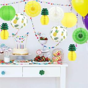 img 1 attached to Vibrant Pineapple Party Decorations: Stunning Paper Fans & 🍍 Honeycomb Lanterns for a Perfect Summer Hawaiian Luau Beach Party!