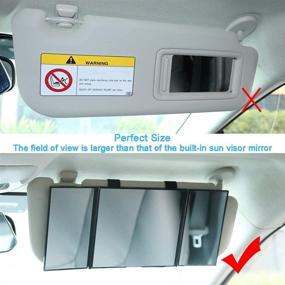 img 1 attached to 🔆 Tri-Fold Car Visor Mirror: LECAMEBOR HD Universal Sun Visor Cosmetic Mirror for Enhanced Multi-Angle Vision