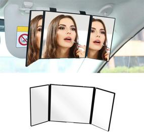 img 4 attached to 🔆 Tri-Fold Car Visor Mirror: LECAMEBOR HD Universal Sun Visor Cosmetic Mirror for Enhanced Multi-Angle Vision