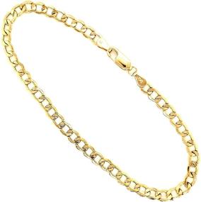 img 3 attached to 💎 High-Quality 10k Yellow Gold Hollow C-Link Bracelet/Anklet - Women's Jewelry 3.5 mm