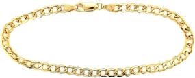 img 4 attached to 💎 High-Quality 10k Yellow Gold Hollow C-Link Bracelet/Anklet - Women's Jewelry 3.5 mm