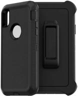 📱 ultimate protection: defender case for iphone xr with triple layer defense, belt clip holster, and screenless edition - black logo