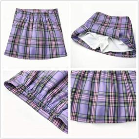 img 3 attached to Plaid Skirt Safety Knickers Purple Girls' Clothing in Skirts & Skorts