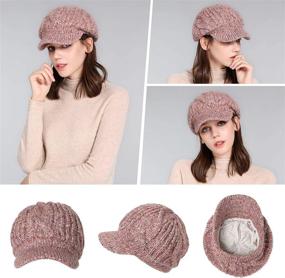 img 3 attached to Warm Winter Hat: Jeff & Aimy Women's 100% Wool Knit Visor Beanie Newsboy Cap for Cold Weather