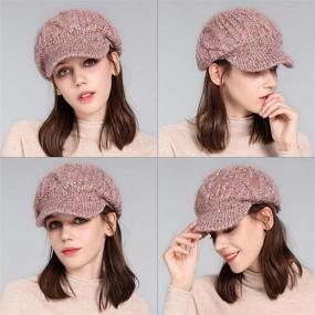 img 2 attached to Warm Winter Hat: Jeff & Aimy Women's 100% Wool Knit Visor Beanie Newsboy Cap for Cold Weather