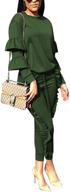 👚 kansoon women's 2-piece sweatsuit set with puff sleeve top and long flounced pants - stylish tracksuits for fashion-forward ladies logo