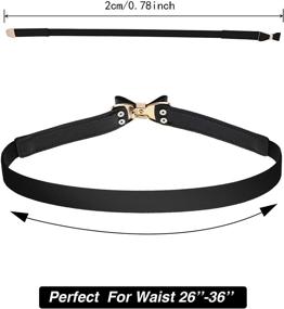 img 3 attached to 👗 Tatuo Set of 3 Women's Skinny Waist Belt - Thin, Stretchy, Bow Belt for Dresses in 3 Colors: Brown, Black, and White