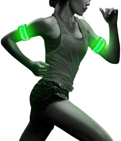 img 4 attached to Enhance Safety with 2pcs LED Sports Armband 🟢 - Green Reflective Bracelet for Cycling, Jogging, and More!