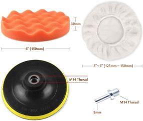 img 3 attached to 🚗 Набор из 11 шт. полировальных и шлифовальных губок POLIWELL диаметром 6 дюймов с войлочными колпачками для бытового электрического дрели и автополировщика. В комплекте адаптер для дрели 8 мм M14 для стирки, чистки, воскования и удаления пыли.