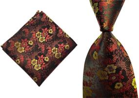 img 1 attached to 🧔 Stylish Boys' Accessories: Brown Hanky Orange Petal Necktie Collection