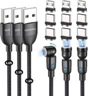 ⚡️ convenient and versatile magnetic charging cable by melonboy - 3-pack, 1.6ft/3.3ft/6.6ft, 360°&180° rotation, nylon braided - compatible with micro usb, type c - black logo
