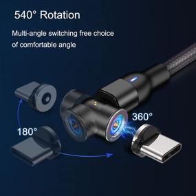 img 3 attached to ⚡️ Convenient and Versatile Magnetic Charging Cable by Melonboy - 3-Pack, 1.6ft/3.3ft/6.6ft, 360°&180° Rotation, Nylon Braided - Compatible with Micro USB, Type C - Black