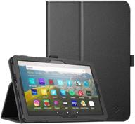 📚 fintie folio case for all-new amazon fire hd 8 tablet and fire hd 8 plus tablet (10th generation, 2020 release) - black vegan leather cover with auto sleep/wake logo