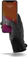 mujjo knitted winter gloves with touch-screen compatibility, dual insulation layers, full-hand mobility, non-slip phone grip and leather wrist cuff". logo