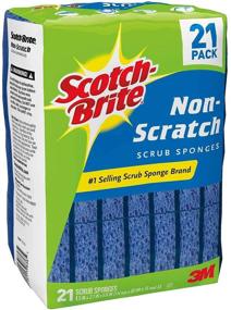 img 1 attached to 🧽 Scotch Brite Blue Non-Scratch Scrub Sponges 21 Pack: Individually Wrapped, New