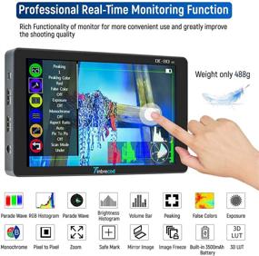 img 2 attached to 📷 7-inch Touch Screen Camera Video Monitor with 3D Lut, Built-in 3500mAh Rechargeable Battery, Ultra HD 1920 x 1200 IPS Display, 4K Pass-Through HDMI, DC Input/Output - DSLR Camcorder Camera Field Monitor with Tilt Arm