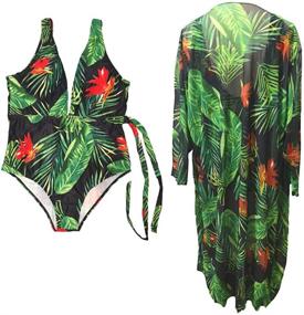 img 4 attached to COMAIS One Piece Swimwear Chiffon Swimsuit