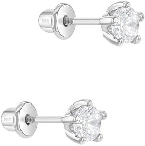 img 3 attached to 925 Sterling Silver Simulated Birthstone Classic Prong Set Earrings: Stylish & Safe Accessories for Girls, Toddlers, and Little Ones