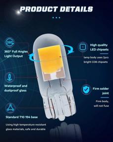 img 1 attached to 🔆 ALOPEE 194 LED Bulb Warm White 3000K : Top-Quality COB Chips for Car Interior Dome Map, Door Light, License Plate - Pack of 10