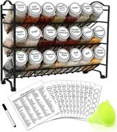 🌶️ complete 3 tier spice rack organizer set with 21 empty glass jars, 386 labels, and chalk marker – countertop, cabinet, or wall mount logo