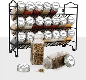 img 3 attached to 🌶️ Complete 3 Tier Spice Rack Organizer Set with 21 Empty Glass Jars, 386 Labels, and Chalk Marker – Countertop, Cabinet, or Wall Mount