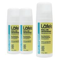 🍃 lafe's natural deodorant, 3oz roll-on aluminum free deodorant for men and women, paraben free and baking soda free with 24-hour protection, citrus and bergamot scent - formerly active, 3 pack, varying packaging logo