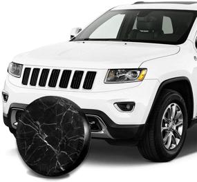 img 1 attached to 🔳 Premium Black Marble Spare Tire Cover: Waterproof, Dust-proof, UV Sun Protection - 14 Inch Size for Jeep, Trailer, RV, SUV & More