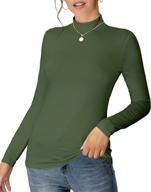 👚 slim-fit lightweight t-shirts: mangdiup women's mock turtle neck long sleeve pullover tops logo