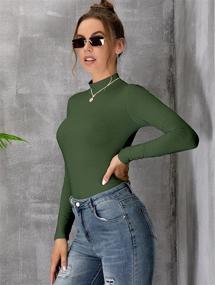 img 2 attached to 👚 Slim-Fit Lightweight T-Shirts: MANGDIUP Women's Mock Turtle Neck Long Sleeve Pullover Tops