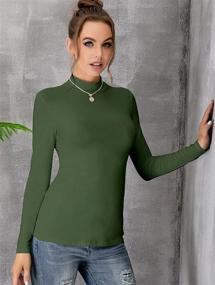 img 3 attached to 👚 Slim-Fit Lightweight T-Shirts: MANGDIUP Women's Mock Turtle Neck Long Sleeve Pullover Tops