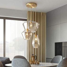 img 1 attached to ✨ Modern Glass Chandelier with 3-Head Pendant Lights for Stylish Home Décor and Illumination in Kitchen, Hotel, Coffee Bar, and Dining Room - LUOLAX Champagne Gold Flush Mount Ceiling Light Fixture