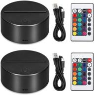 🌌 eeekit 2-pack 3d night led light lamp base with remote control and usb cable, 16 colors light show display stand for acrylic plexiglass, decorative lights for room, shop, and restaurant - black логотип