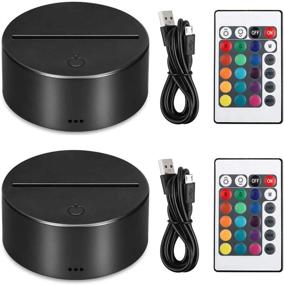 img 4 attached to 🌌 EEEKit 2-Pack 3D Night LED Light Lamp Base with Remote Control and USB Cable, 16 Colors Light Show Display Stand for Acrylic Plexiglass, Decorative Lights for Room, Shop, and Restaurant - Black