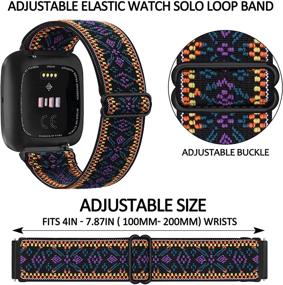 img 3 attached to Amzpas 3 Pack Adjustable Elastic Watch Bands for Fitbit Versa 2/Versa/Versa Lite - Soft Stretchy Loop Bracelet for Women and Men - Replacement Wristbands for Fitbit Versa 2 Smart Watch