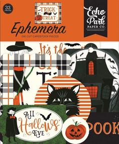 img 2 attached to 🎃 Echo Park Paper Company Trick Or Treat Ephemera: Vibrant Halloween Décor in Orange, Black, Green & Grey