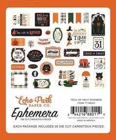 img 1 attached to 🎃 Echo Park Paper Company Trick Or Treat Ephemera: Vibrant Halloween Décor in Orange, Black, Green & Grey