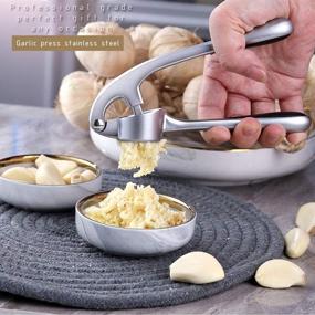 img 3 attached to 🧄 Lechay Stainless Steel Garlic Press with Cleaning Brush & Silicone Garlic Peeler - 3 Piece Set