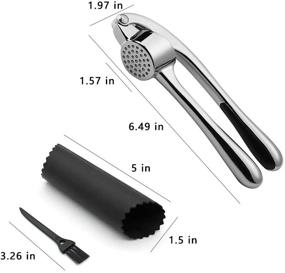 img 4 attached to 🧄 Lechay Stainless Steel Garlic Press with Cleaning Brush & Silicone Garlic Peeler - 3 Piece Set