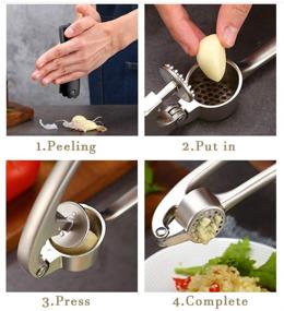 img 1 attached to 🧄 Lechay Stainless Steel Garlic Press with Cleaning Brush & Silicone Garlic Peeler - 3 Piece Set