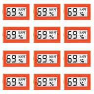 🌡️ 12 pack mini digital temperature humidity meters with lcd display for humidors, greenhouse, garden, cellar, fridge, closet - orange logo